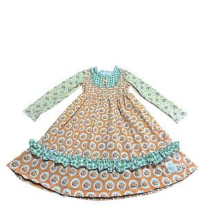 Olive Mae long sleeve ruffle dress fall floral pattern size girls 7/8
